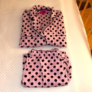Victorias Secret Pink and Black Polka Dot Pajamas